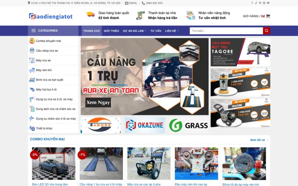 Mẫu Website Cầu Nâng, Thiết Bị Rửa Xe – CAUNANG