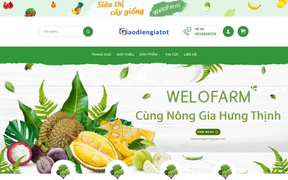 Mẫu Website Cây Giống & Phân Bón Cho Nhà Nông – NONGSAN02
