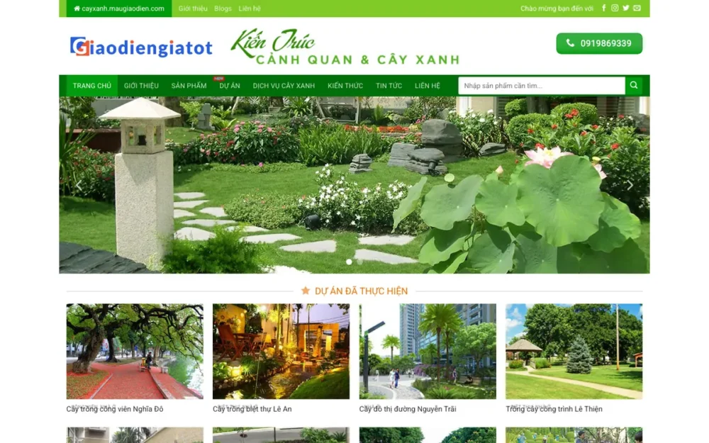 Mẫu Website Cây Xanh Công Trình, Thi Công Cảnh Quan – CAYXANH
