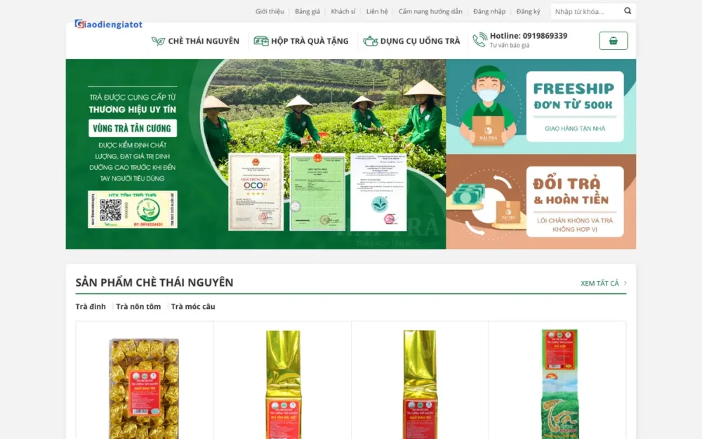Mẫu Website Chè Thái Nguyên, Hộp Trà Quà Tặng – TRAXANH1