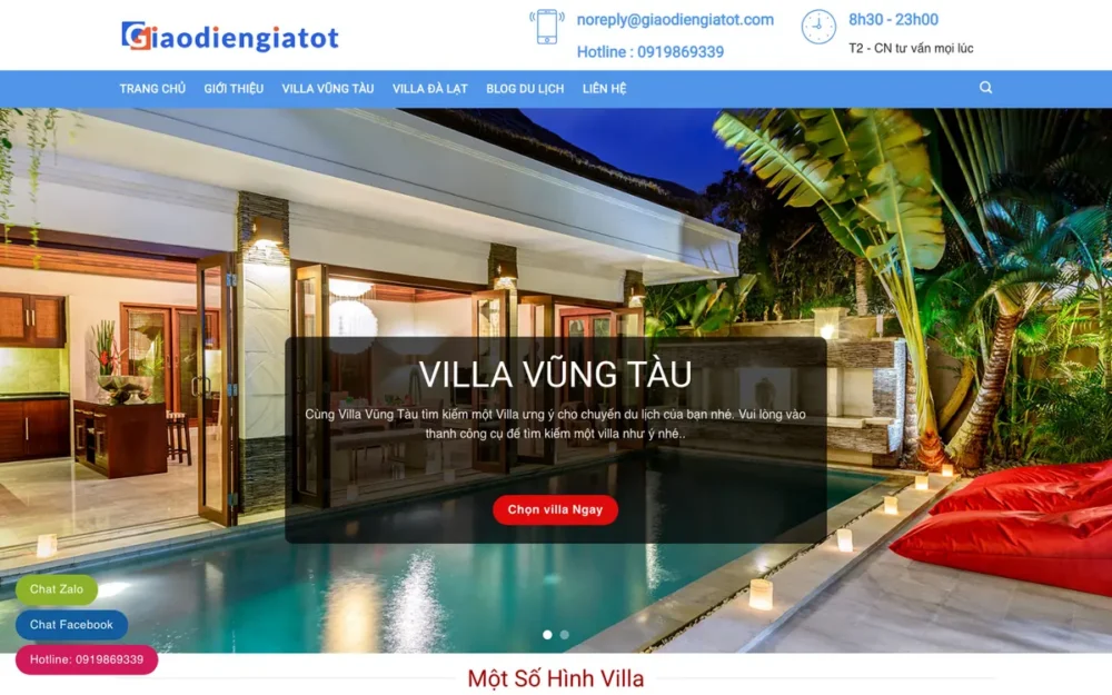 Mẫu Website Cho Thuê Villa Nghỉ Dưỡng Đặt Online – VILA