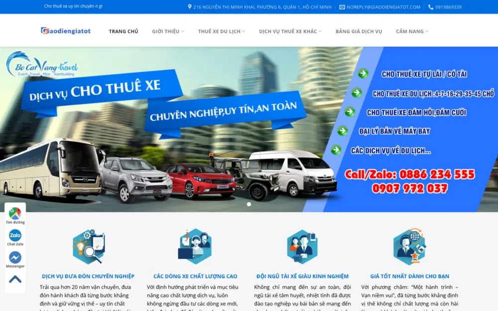 Mẫu Website Cho Thuê Xe Du Lịch 16 – 45 Chỗ – THUEXE3