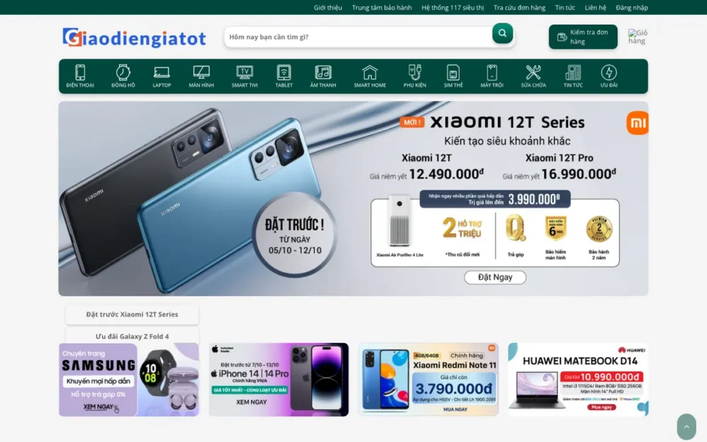 Mẫu Website Chuỗi Bán Lẻ Điện Thoại, Laptop, Tivi – HOANGHA