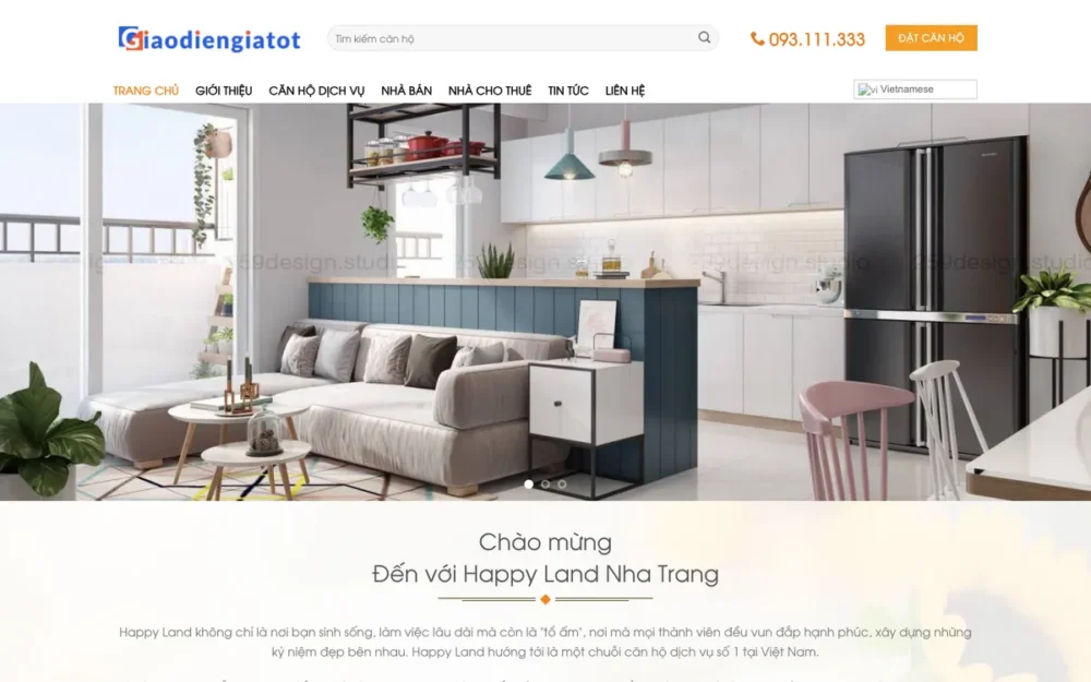 Mẫu Website Chuỗi Căn Hộ Dịch Vụ Cho Thuê Song Ngữ – BDS11