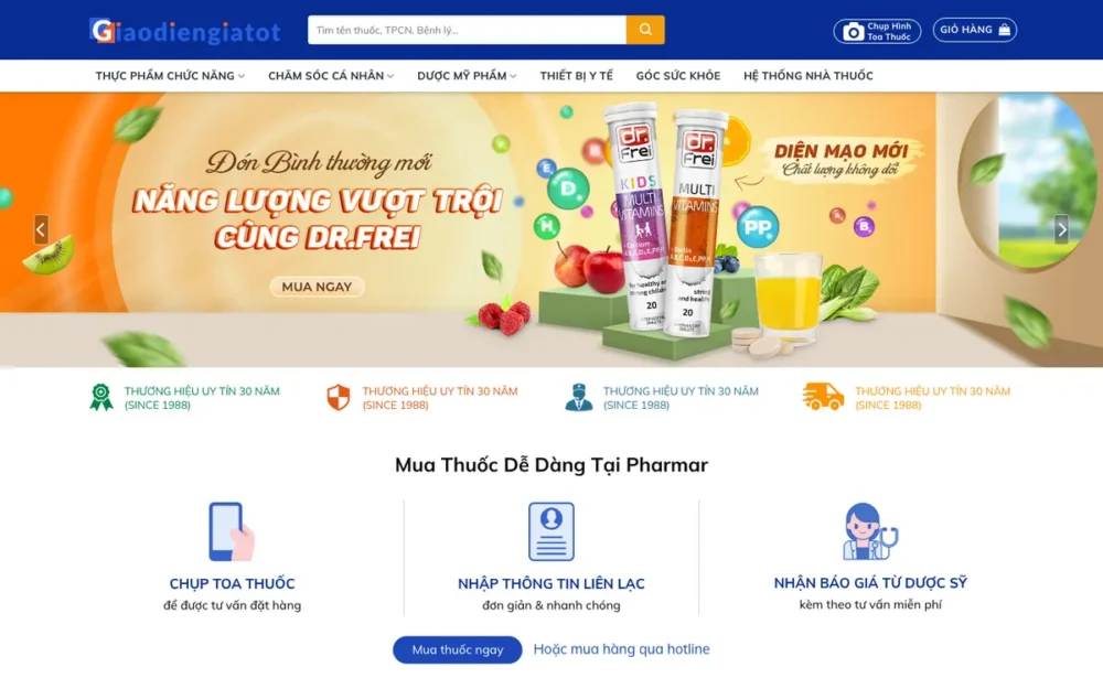 Mẫu Website Chuỗi Nhà Thuốc Tông Xanh Dương – NHATHUOC2