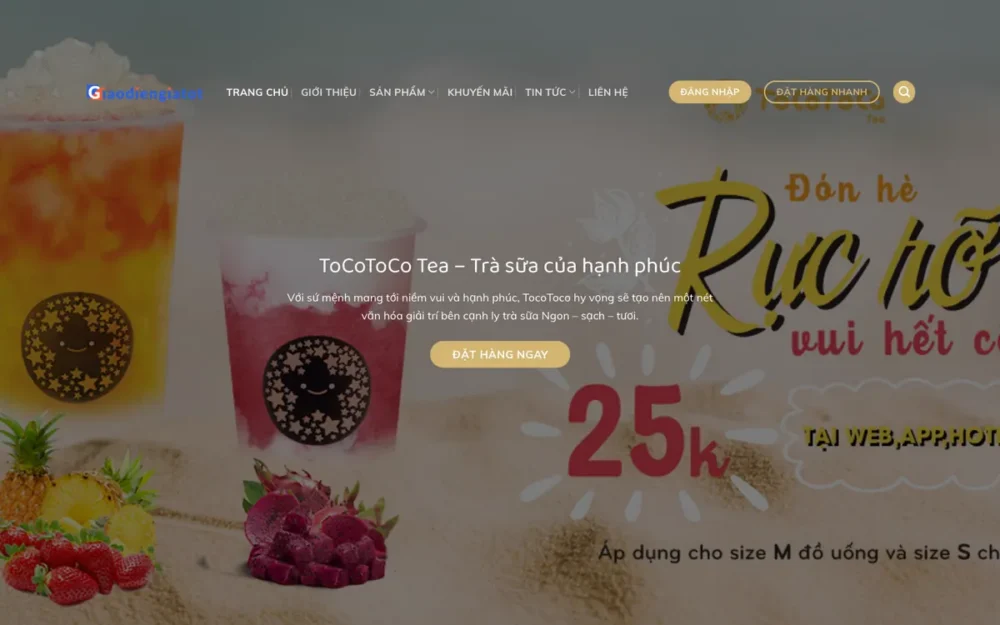 Mẫu Website Chuỗi Trà Sữa Đặt Hàng Online – TOCOTOCO