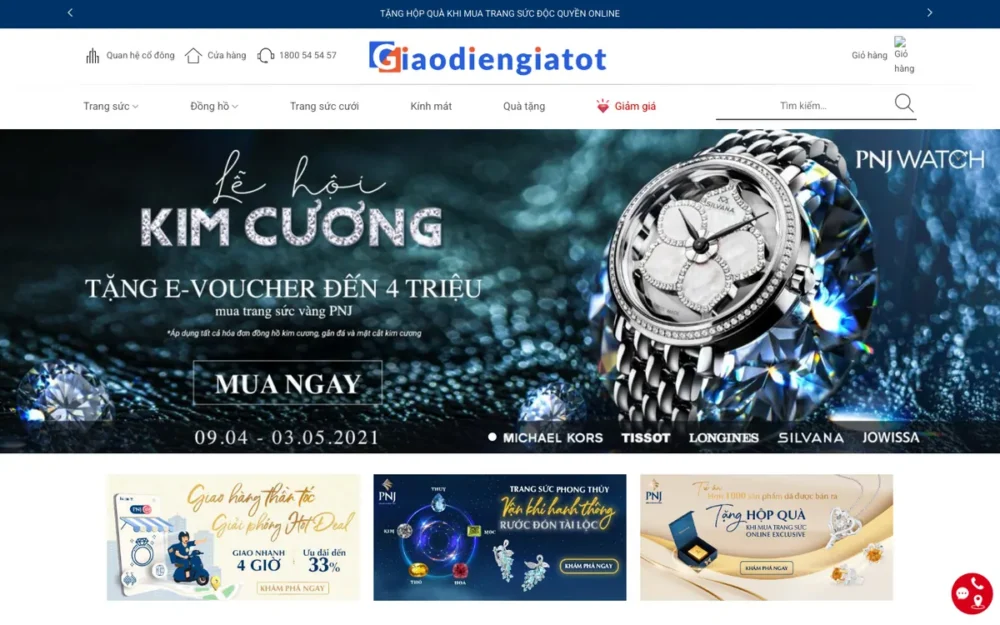 Mẫu Website Chuỗi Trang Sức Vàng Bạc, Kim Cương – TRANGSUC