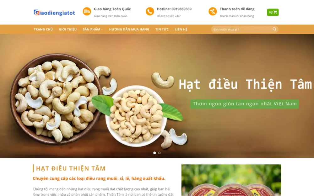 Mẫu Website Cơ Sở Hạt Điều Rang Muối Sỉ Lẻ – HATDIEU2