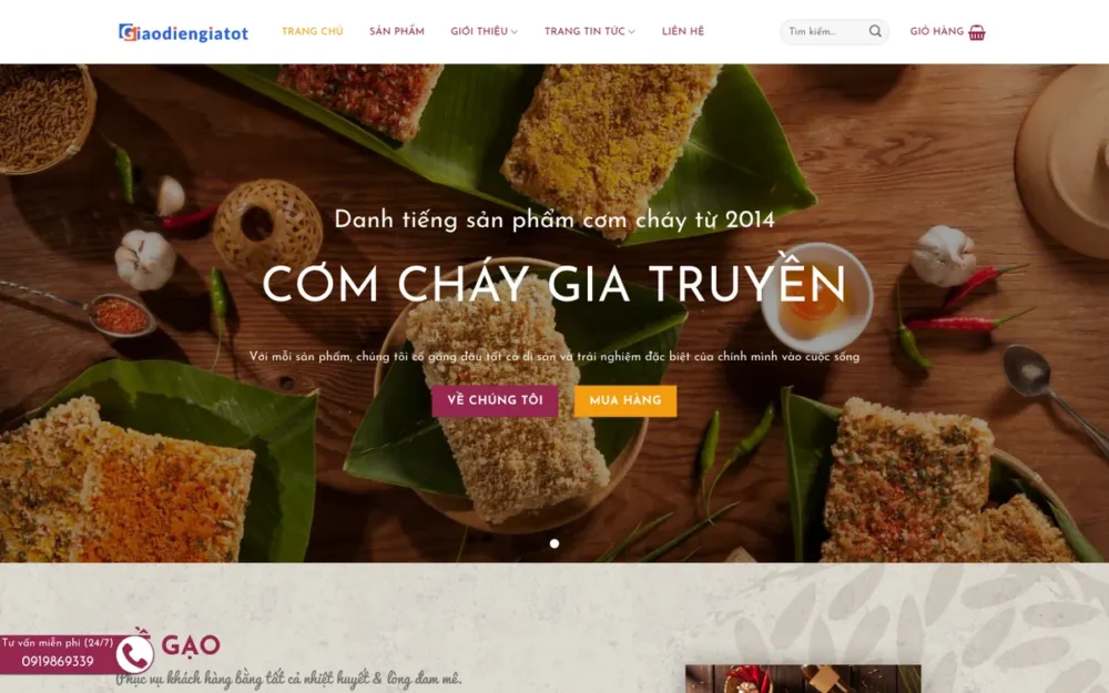 Mẫu Website Cơm Cháy Đặc Sản, Đồ Ăn Vặt – COMCHAY