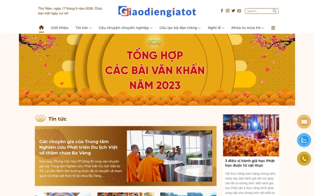 Mẫu Website Cổng Thông Tin Chùa, Đạo Tràng – TINTUC13