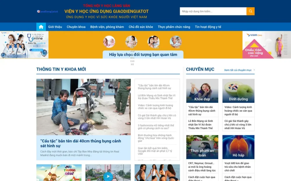 Mẫu Website Cổng Thông Tin Y Học, Sức Khỏe – TINTUC16