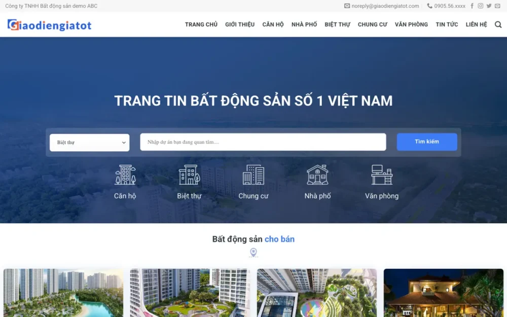 Mẫu Website Cổng Tin Bất Động Sản Toàn Quốc – BDS39