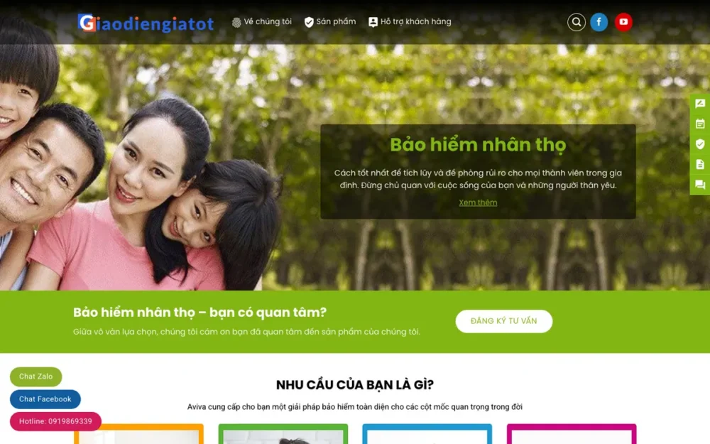 Mẫu Website Công Ty Bảo Hiểm Nhân Thọ Nhiều Trang – BAOHIEM