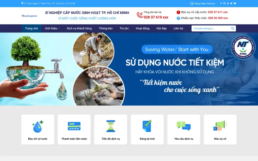 Mẫu Website Công Ty Cấp Nước Sinh Hoạt – CAPNUOC