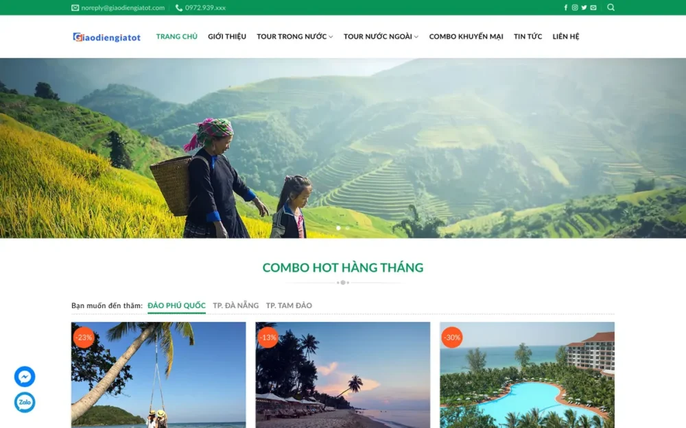 Mẫu Website Công Ty Du Lịch Trải Nghiệm & Combo – DULICH12