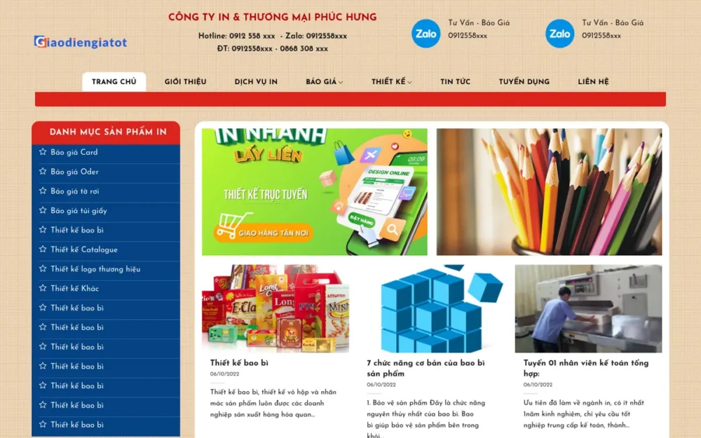 Mẫu Website Công Ty In Ấn Bố Cục Sidebar – INAN3