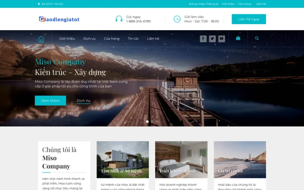 Mẫu Website Công Ty Kiến Trúc Xây Dựng Hiện Đại – HNK