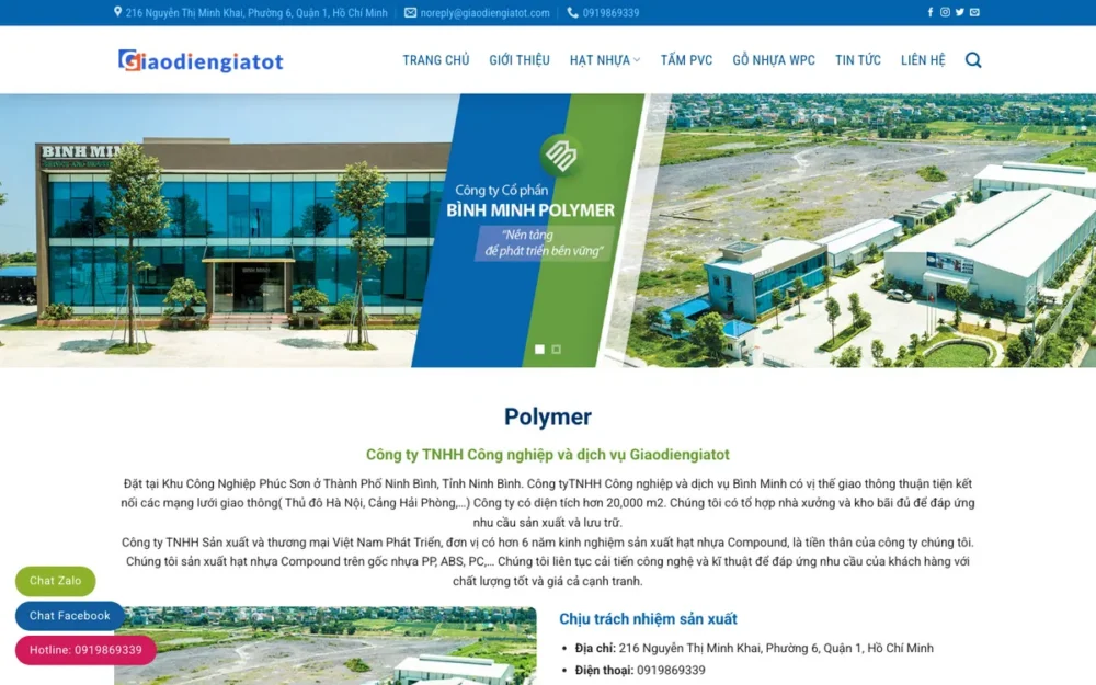 Mẫu Website Công Ty Sản Xuất Hạt Nhựa – CONGTYNHUA