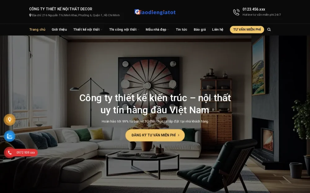 Mẫu Website Công Ty Thiết Kế Kiến Trúc Nội Thất Decor – NOITHAT40