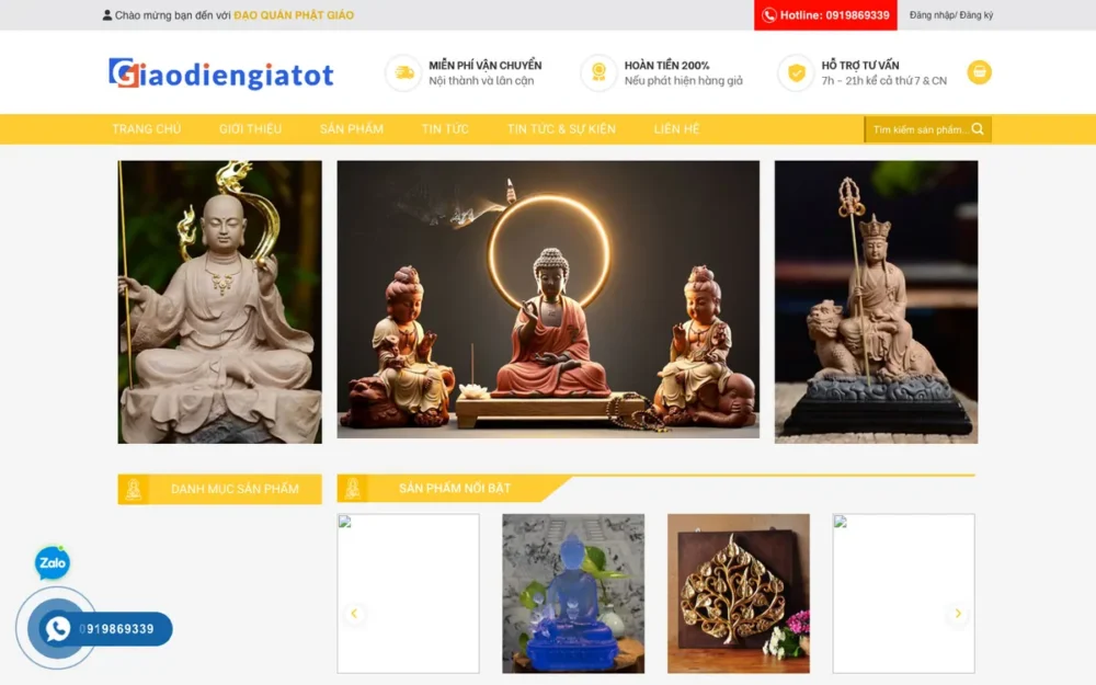 Mẫu Website Cửa Hàng Đồ Phật Giáo – DAQUYNGUYENKHOI