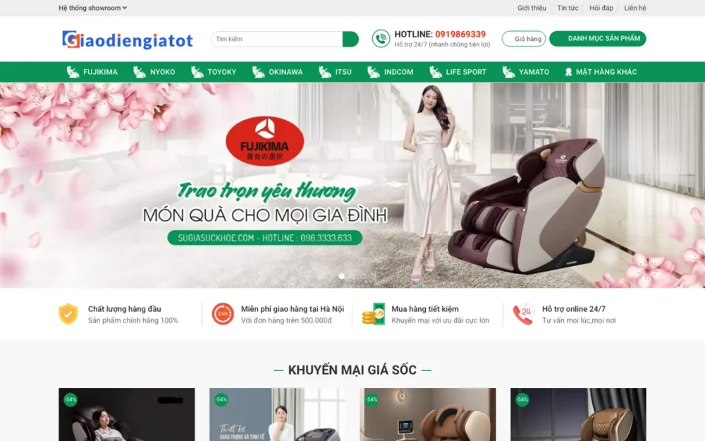 Mẫu Website Cửa Hàng Ghế Massage Nhiều Showroom – GHEMASSAGE