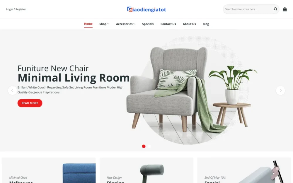 Mẫu Website Cửa Hàng Nội Thất Tối Giản Tiếng Anh – NOITHAT26