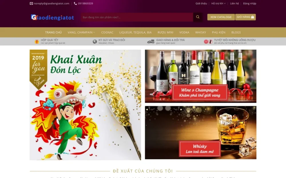 Mẫu Website Cửa Hàng Rượu Vang & Rượu Nhập Khẩu – SHOPRUOU