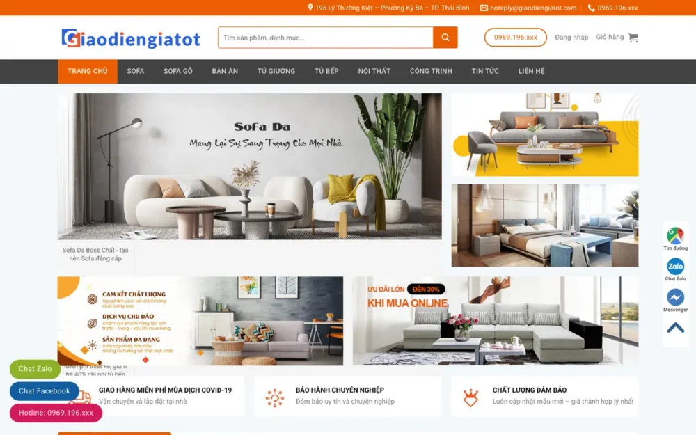 Mẫu Website Cửa Hàng Sofa Gỗ, Bàn Ăn, Tủ Bếp – NOITHAT37