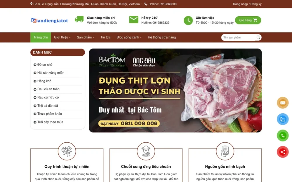 Mẫu Website Cửa Hàng Thực Phẩm Sạch Theo Mùa – TAPHOA