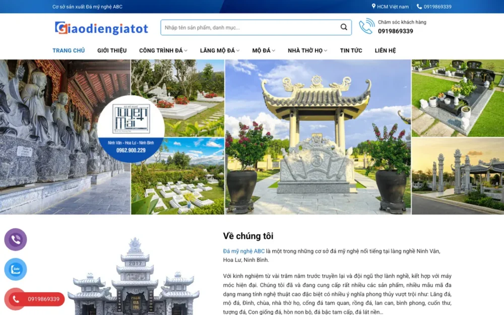 Mẫu Website Đá Mỹ Nghệ, Lăng Mộ Đá Làng Nghề – DAMYNGHE