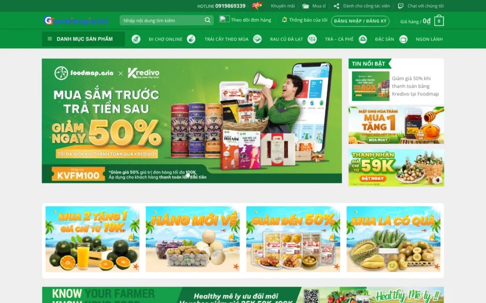 Mẫu Website Đặc Sản Vùng Miền & Trái Cây Online – THUCPHAM18