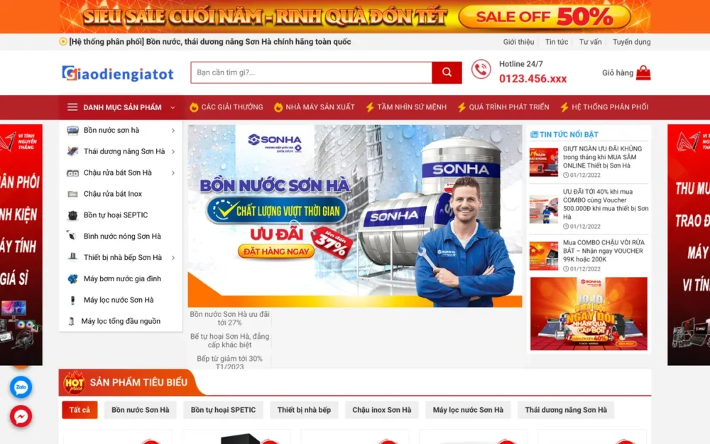 Mẫu Website Đại Lý Bồn Nước & Thái Dương Năng – BONNUOC