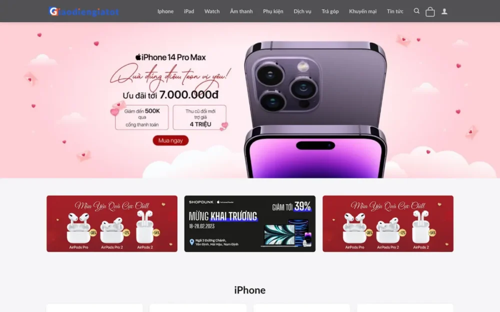 Mẫu Website Đại Lý Điện Thoại & Thiết Bị Số Chính Hãng – IPHONE3