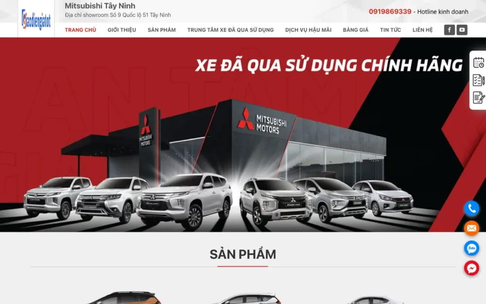 Mẫu Website Đại Lý Ô Tô 3S Có Xe Cũ & Hậu Mãi – MITSUBISHI2