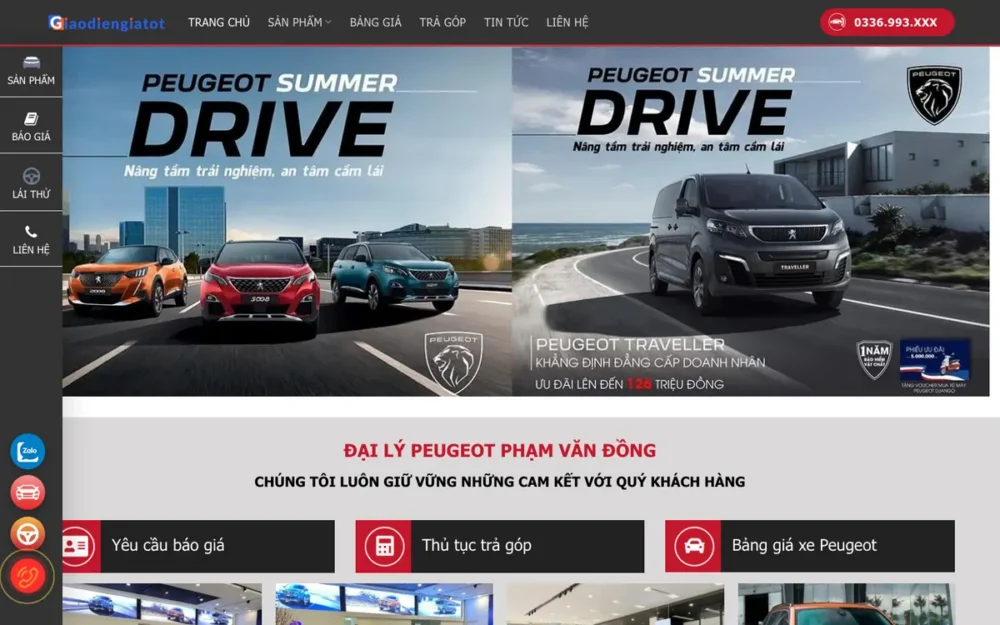 Mẫu Website Đại Lý Ô Tô Tông Đỏ Xám, Báo Giá Trả Góp – PEUGEOT