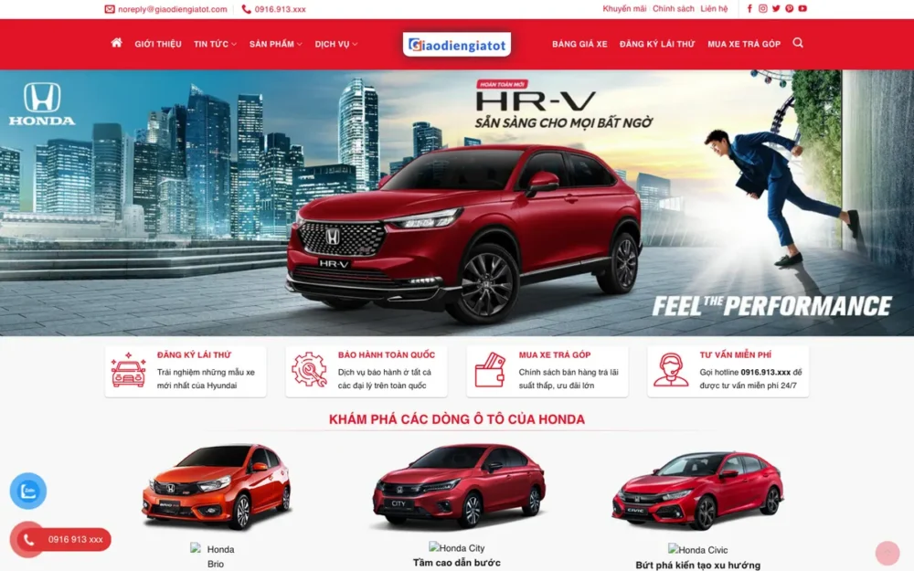 Mẫu Website Đại Lý Ô Tô Du Lịch Có Video Nổi Bật – HONDA2