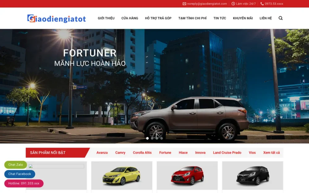 Mẫu Website Đại Lý Ô Tô Có Dự Toán Chi Phí Lăn Bánh – TOYOTA2