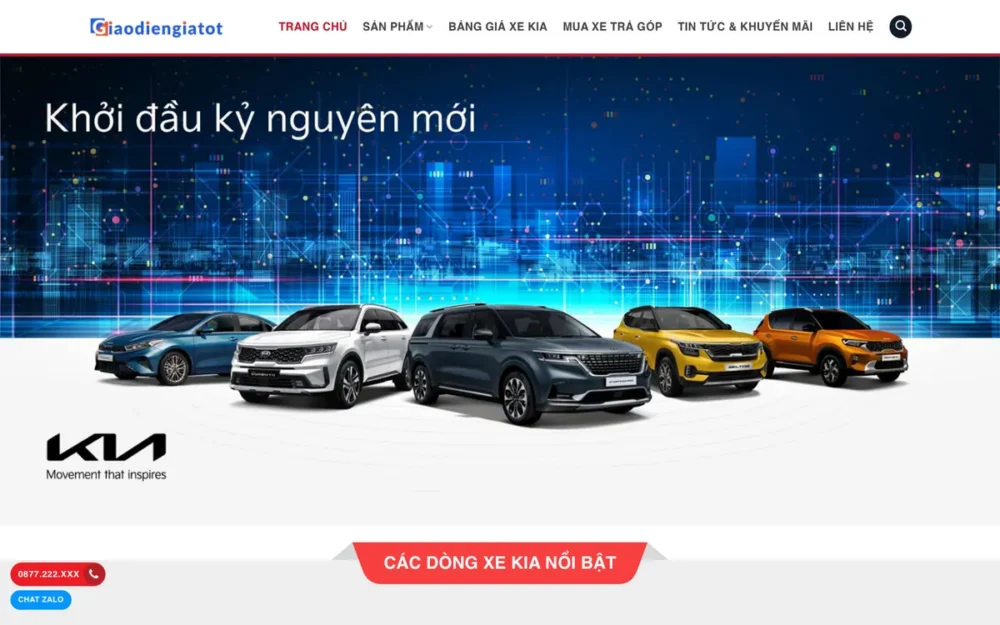 Mẫu Website Đại Lý Ô Tô Tỉnh Có Ảnh Giao Xe – KIA1