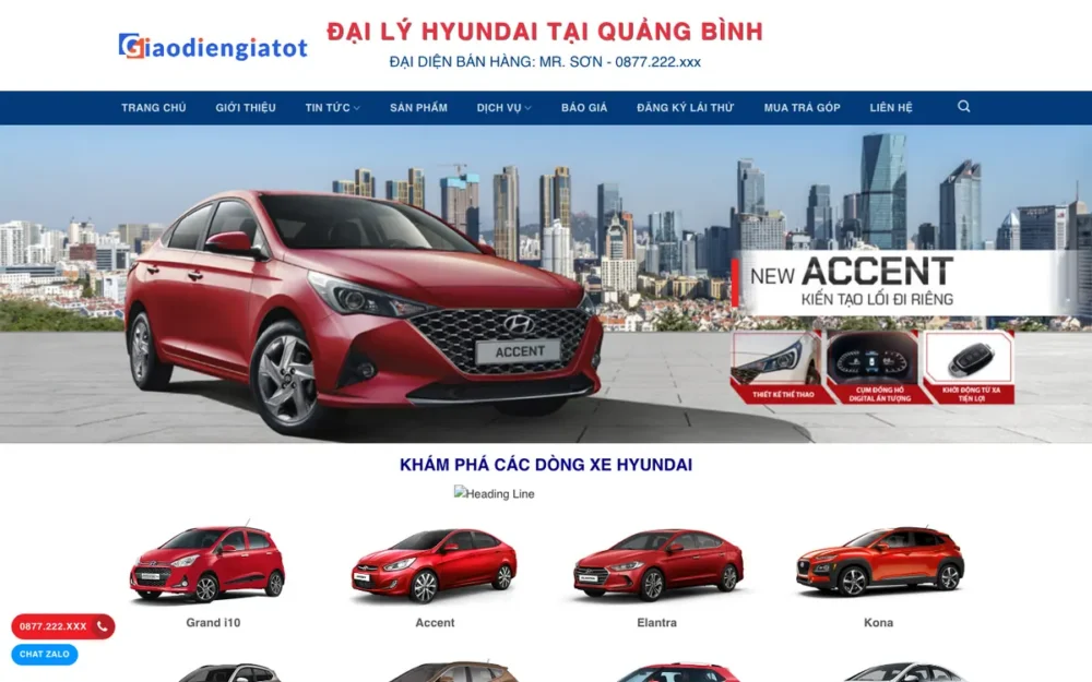 Mẫu Website Đại Lý Ô Tô 12 Dòng Xe Tông Xanh – HYUNDAI3