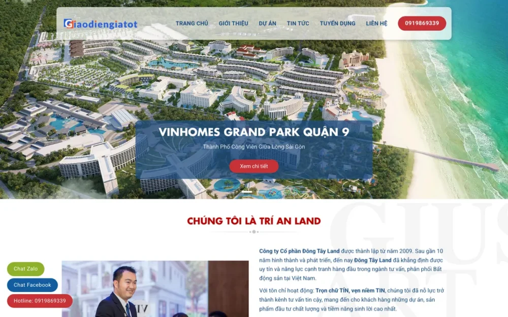 Mẫu Website Đại Lý Phân Phối Dự Án Cao Cấp – BDS20