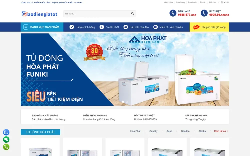 Mẫu Website Đại Lý Phân Phối Tủ Đông, Điều Hòa – DIENLANH3