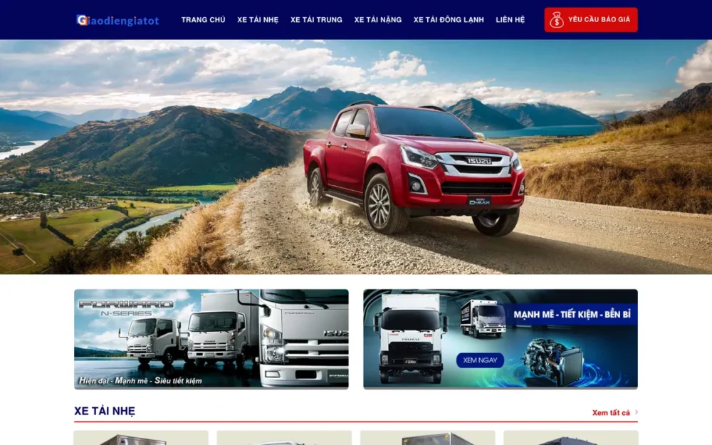 Mẫu Website Đại Lý Xe Tải Nhẹ, Trung, Nặng – ISUZU