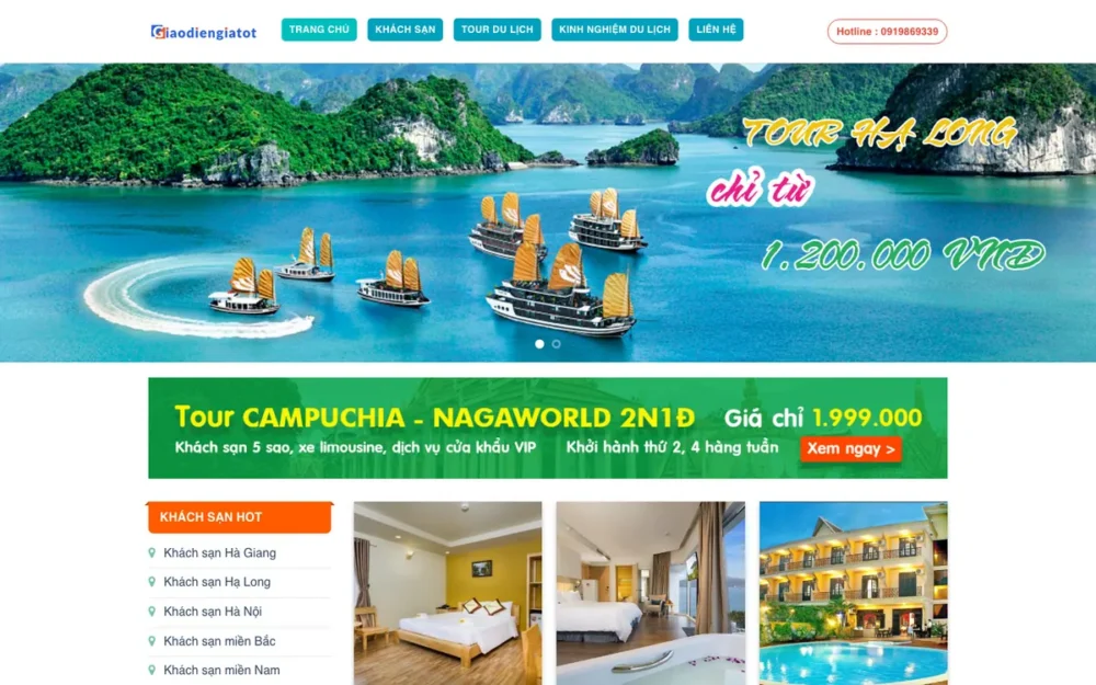 Mẫu Website Đặt Phòng Khách Sạn Kèm Tour – DULICH2