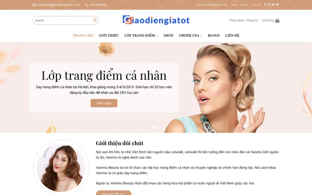 Mẫu Website Dạy Trang Điểm Kèm Shop Mỹ Phẩm – DAYTRANGDIEM
