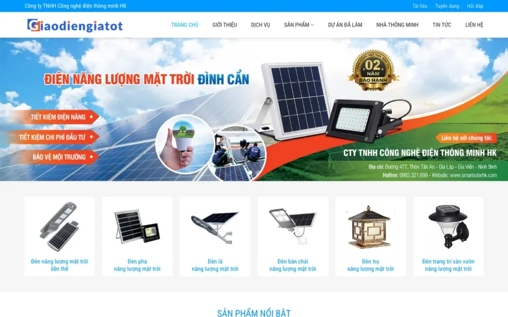 Mẫu Website Đèn và Điện Năng Lượng Mặt Trời – DENLED