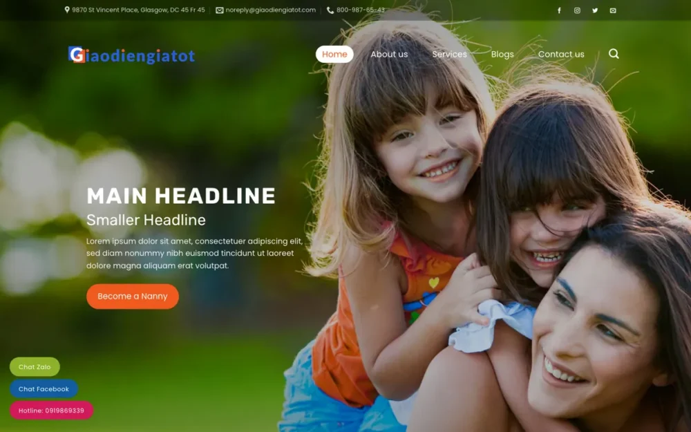 Mẫu Website Dịch Vụ Bảo Mẫu Tại Nhà – EDU1