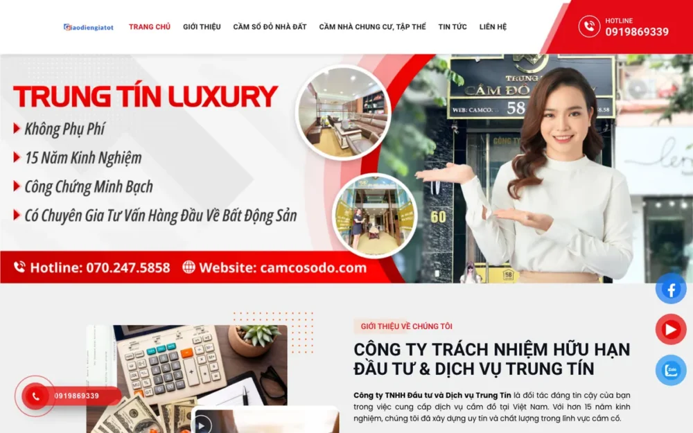 Mẫu Website Dịch Vụ Cầm Cố Sổ Đỏ, Cầm Đồ – CAMCOSODO