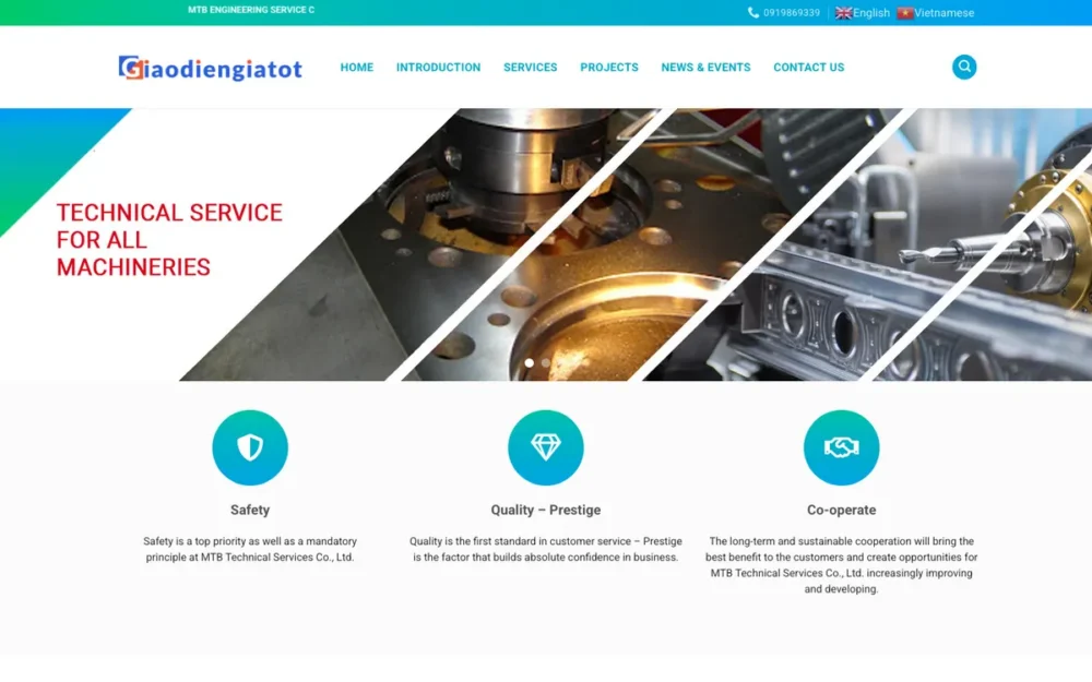 Mẫu Website Dịch Vụ Kỹ Thuật Máy Tàu Thủy – MTB