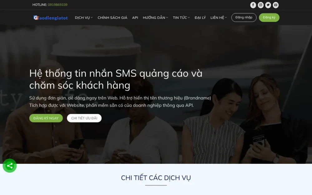 Mẫu Website Dịch Vụ SMS Brandname & Marketing – SMS