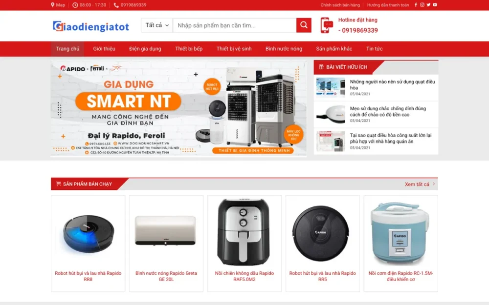 Mẫu Website Điện Gia Dụng & Thiết Bị Bếp – GIADUNG
